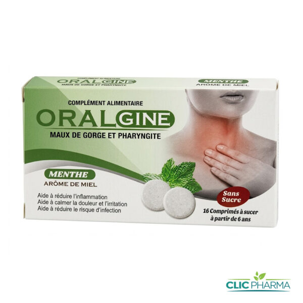 ORALGINE MAUX DE GORGE MIEL MENTHE SANS SUCRE (16 PASTILLES)