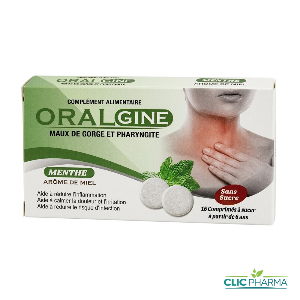 ORALGINE MAUX DE GORGE MIEL MENTHE PASTILLE SS B16