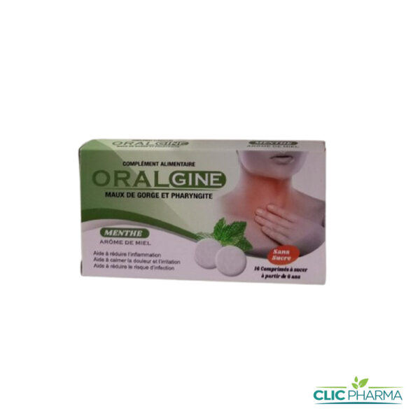 ORALGINE MAUX DE GORGE MIEL MENTHE SANS SUCRE (16 PASTILLES)