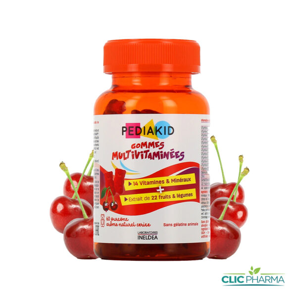 PEDIAKID GOMMES MULTIVITAMINÉES AROME CERISE (60 OURSONS)