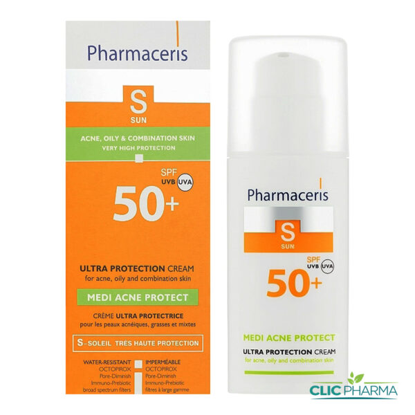 PHARMACERIS S MEDI ACNE PROTECT CREME SOLAIRE ULTRA PROTECTRICE (PEAUX GRASSES) SPF50+ 50ML