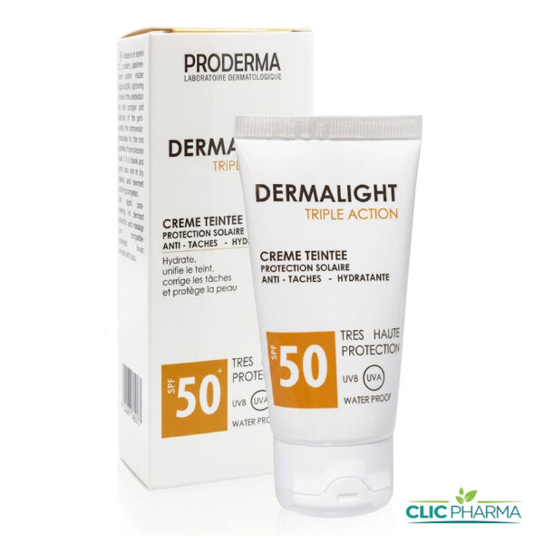 PRODERMA DERMALIGHT CREME SOLAIRE TRIPLE ACTION TEINTEE SPF50+ 50ML