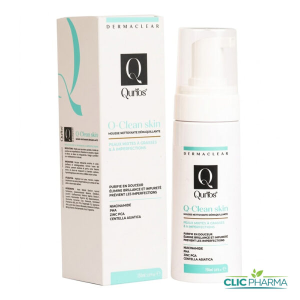 QURIOS CLEAN SKIN MOUSSE NETTOYANTE PEAUX MIXTES A GRASSES 150ML