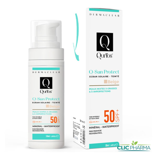 QURIOS Q-SUN PROTECT ECRAN TEINTE BEIGE PEAUX MIXTES A GRASSES SPF50+ 50ML