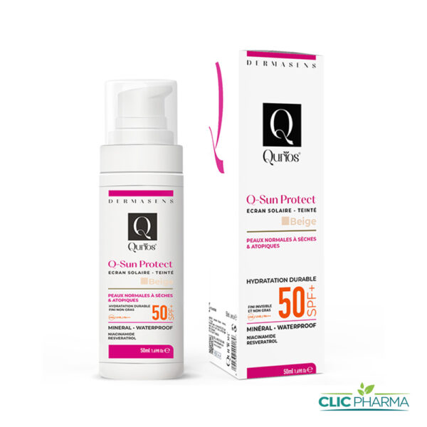 QURIOS ECRAN SUN PROTECT TEINTE BEIGE SPF 50+ PEAUX NORMALES À SÈCHES 50ML