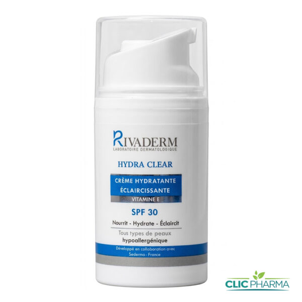 RIVADERM HYDRA CLEAR CREME HYDRATANTE ECLAIRCISSANTE SPF30 50ML