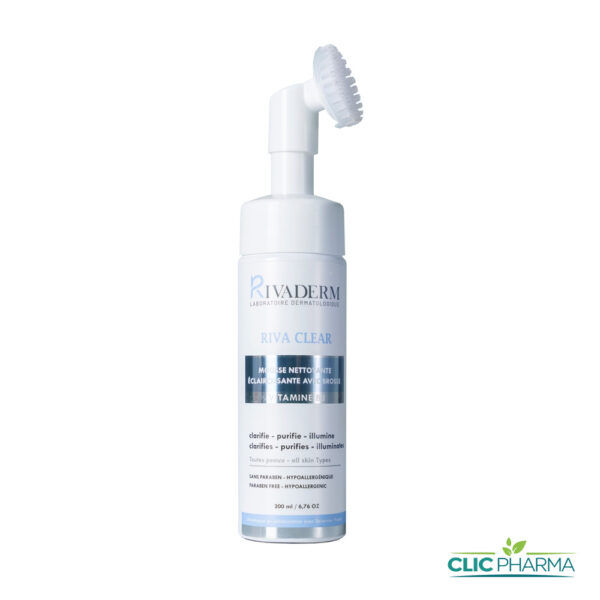 RIVADERM RIVA CLEAR MOUSSE NETTOYANTE ÉCLAIRCISSANTE 200ML + BROSSE