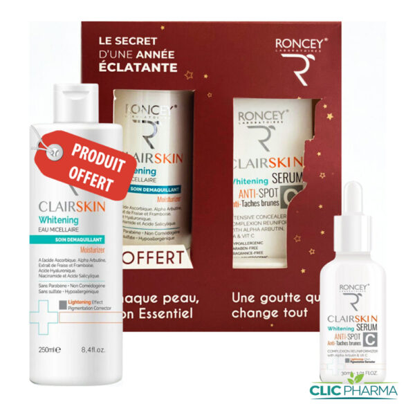 RONCEY COFFRET CLAIRSKIN (SERUM ECLAIRCISSANT ANTI-TACHES 30ML + EAU MICELLAIRE ECLAIRCISSANTE 250ML OFFERTE)