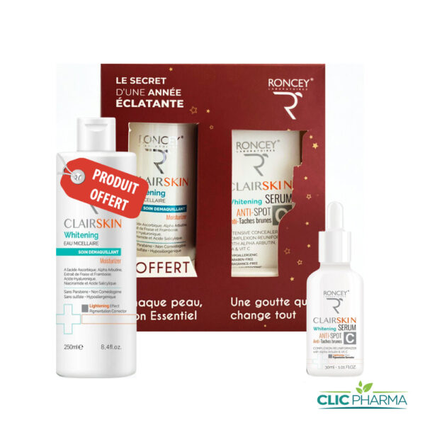 RONCEY CLAIRSKIN COFFRET (SÉRUM ÉCLAIRCISSANT ANTI-TACHES 30ML+EAU MICELLAIRE ÉCLAIRCISSANTE 250ML OFFERTE)