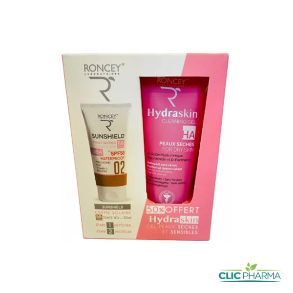 RONCEY COFFRET(HYDRASKIN GEL NETTOYANT 200ML (-50%) +SUNSHIELD BB CREME SPF50+ 02 50ML)