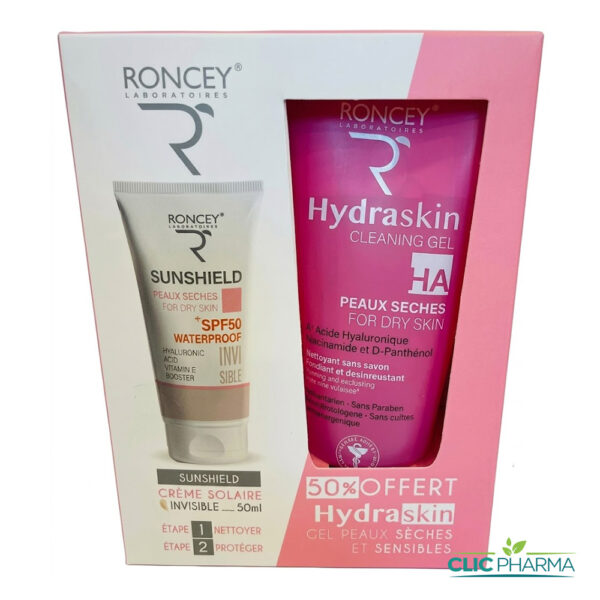 RONCEY COFFRET HYDRASKIN (GEL NETTOYANT 200ML (-50%) + SUNSHIELD INVISIBLE SPF50+ 50ML)
