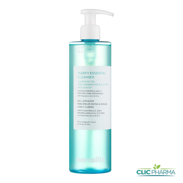 SENSILIS PURIFY ESSENTIAL CLEANSER GEN NETTOYANT VISAGE ET CORPS 400ML PEAUX MIXTES A GRASSES