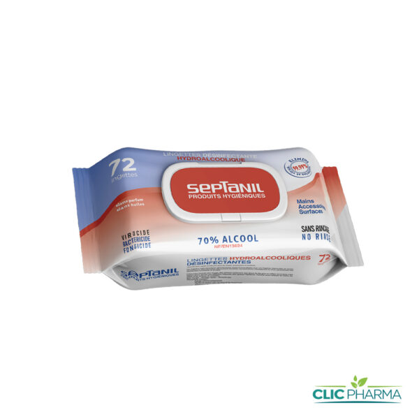 SEPTANIL LINGETTES HYDROALCOLIQUE 70% ALCOOL (72 LINGETTES)