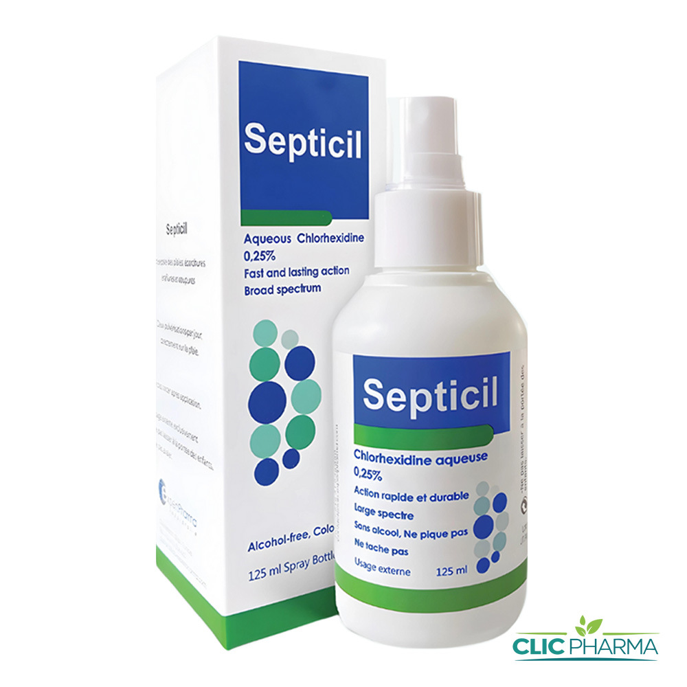 SEPTICIL CHLOHEXIDINE AQUEUSE 025% SPRAY 125ML