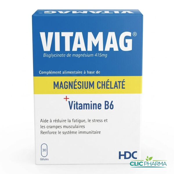VITAMAG MAGNESIUM CHELATE + VITAMINE B6 (30 GELULES)