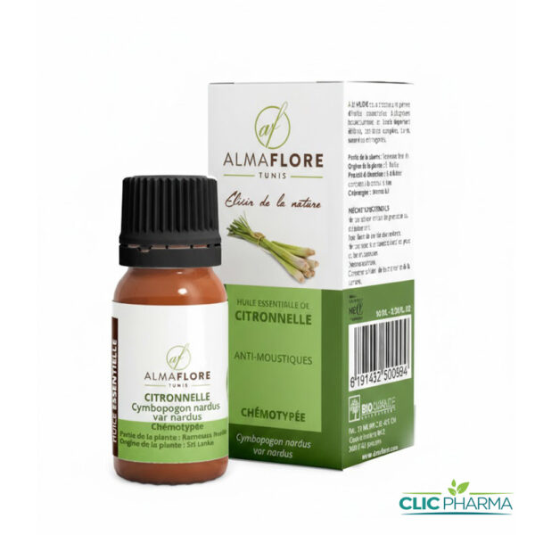 ALMAFLORE HUILE ESSENTIELLE DE CITRONNELLE 10ML
