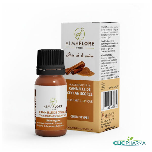 ALMAFLORE HUILE ESSENTIELLE DE CANNELLE DE CEYLAN ECORCE 10ML