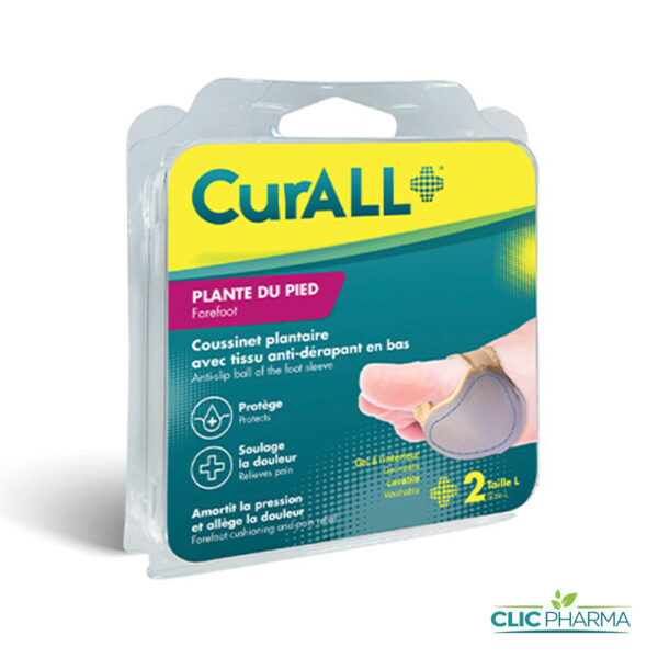 CURALL COUSSINET PLANTAIRE + TISSU ANTI-DERAPANT BAS TAILLE L (BOITE DE 2)