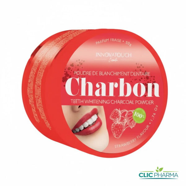 INNOVATOUCH POUDRE DE BLANCHIMENT DENTAIRE AU CHARBON ACTIF PARFUM FRAISE 50GR