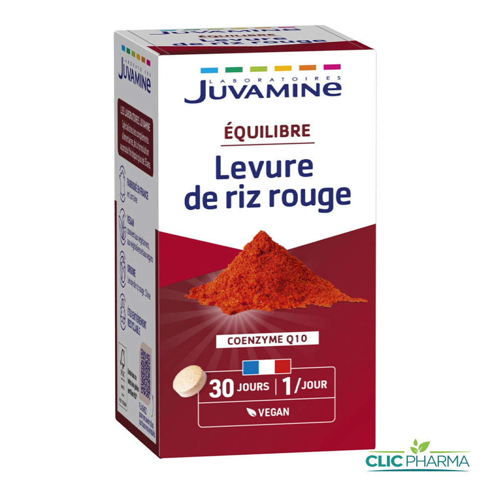 JUVAMINE LEVURE DE RIZ ROUGE COENZYME Q10. ÉQUILIBRE. 30 COMPRIMÉS