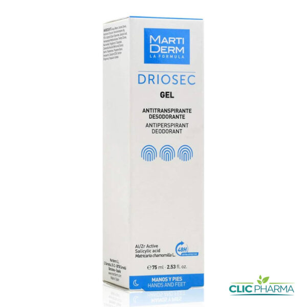 MARTIDERM DRIOSEC GEL MAINS ET PIEDS ANTI-TRANSPIRANT DOSODORISANT 75 ML