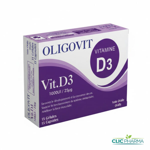OLIGOVIT VITAMINE D3 1000UI/25Ug (15 GELULES)
