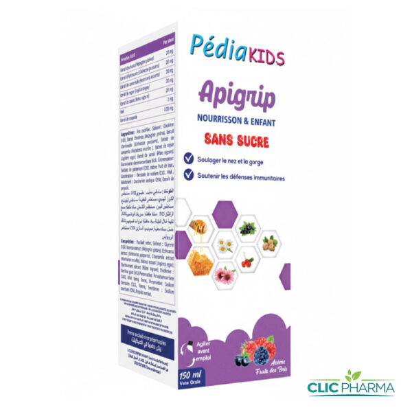 PEDIAKIDS APIGRIP SIROP SANS SUCRE 150 ML