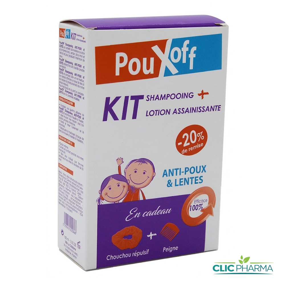 POUXOFF KIT LOTION + SHAMP + CHOUCHOU REPULSIF GRAT