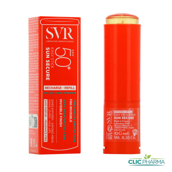 SVR ECRAN SUN SECURE EASY STICK INVISIBLE SPF 50+SANS PARFUM RECHARGE