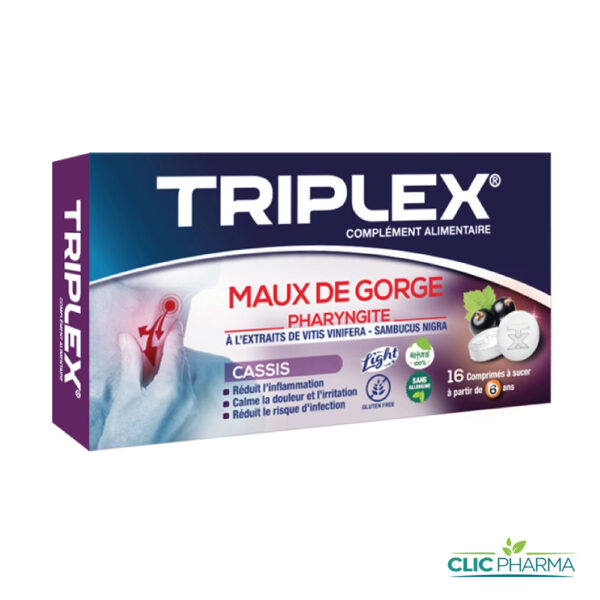 TRIPLEX MAUX DE GORGE CASSIS (16 COMPRIMES A SUCER)