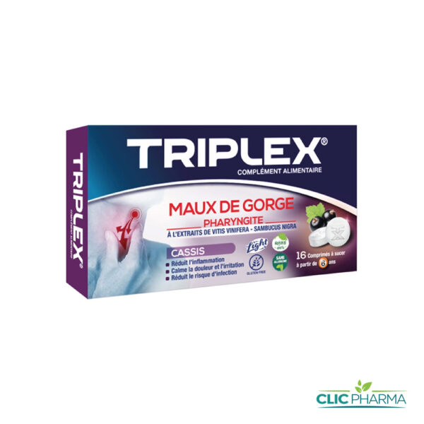TRIPLEX MAUX DE GORGE CASSIS (16 COMPRIMES A SUCER)