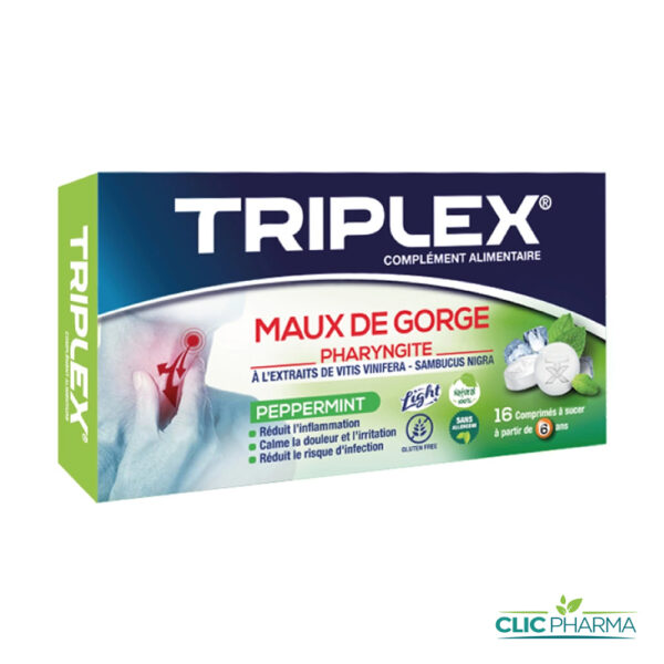 TRIPLEX MAUX DE GORGE PHARYNGITE PEPPERMINT (16 COMPRIMES A SUCER)