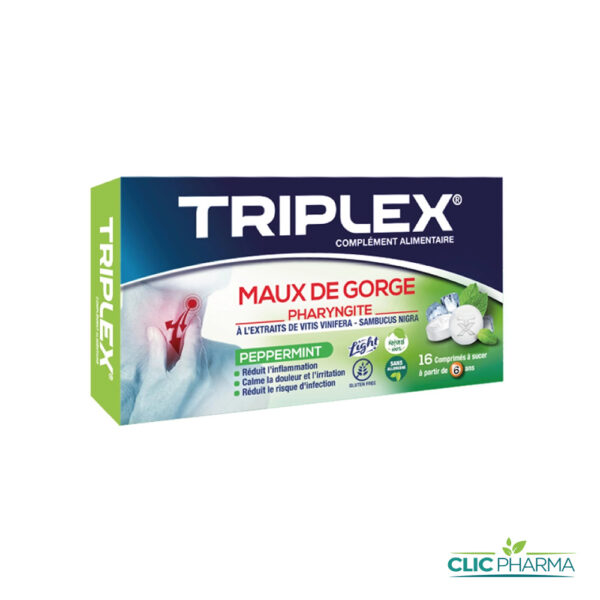 TRIPLEX MAUX DE GORGE PEPPERMINT (16 COMPRIMES A SUCER)