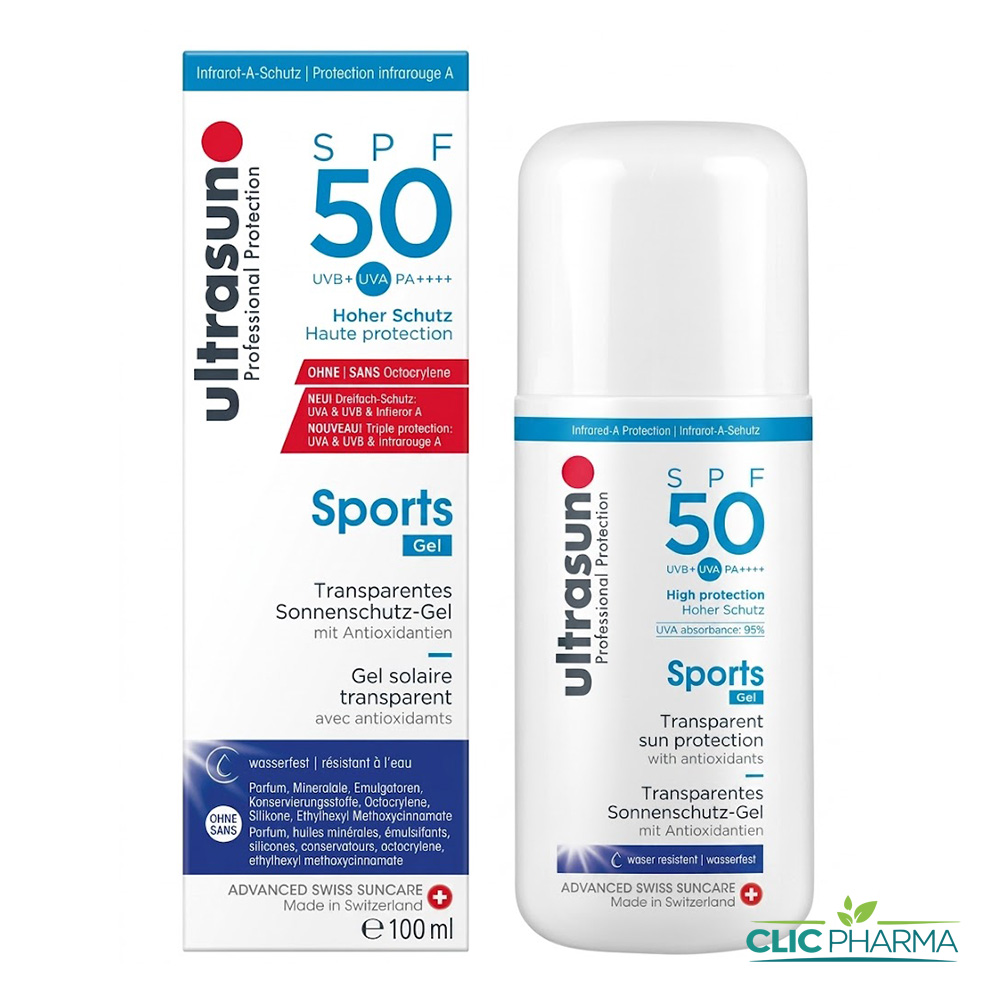 ULTRASUN GEL SOLAIRE TRANSPARENT SPF50+ SPORT 100ML