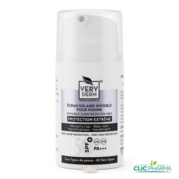 VERYDERM ECRAN SOLAIRE INVISIBLE POUR HOMME SPF50+ 50ML