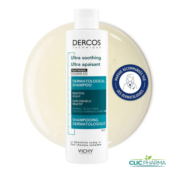 VICHY DERCOS SHAMPOOING ULTRA APAISANT CHEVEUX NORMAUX A GRAS 200ML