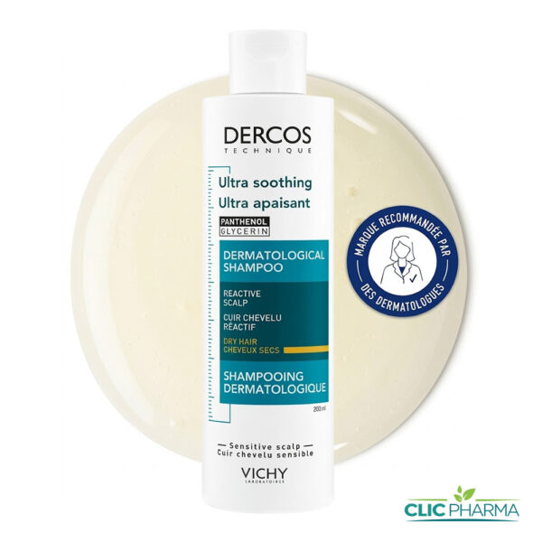 VICHY DERCOS SHAMPOOING ULTRA APAISANT CHEVEUX SECS 200ML