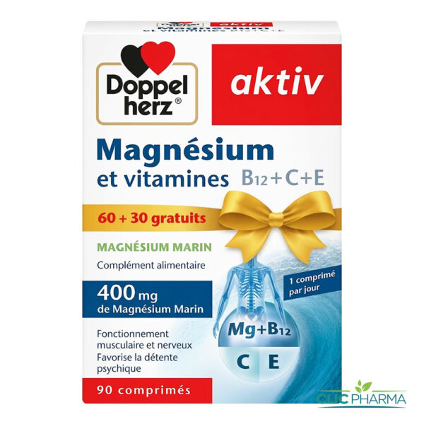 AKTIV MAGNESIUM ET VITAMINES B12/C/E (60 COMPRIMES + 30 COMPRIMES GRATUITS))