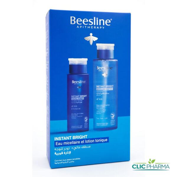 BEESLINE COFFRET INSTANT BRIGHT( EAU MICELLAIRE 400ML + LOTION TONIQUE 200ML)