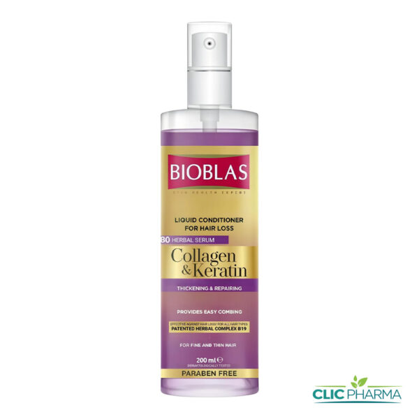 BIOBLAS APRES-SHAMPOOING LIQUIDE COLLAGENE + KERATINE 200ML
