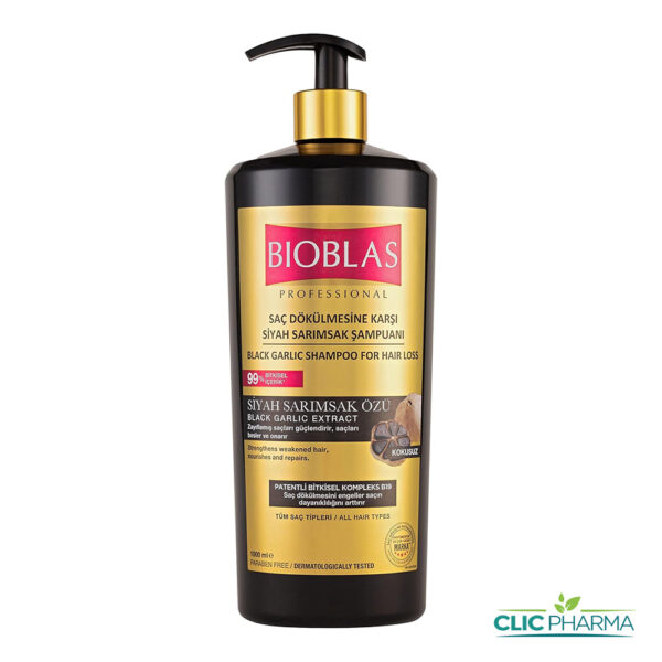 BIOBLAS SHAMPOOING ANTI-CHUTE A L'AIL NOIR 1 LITRE