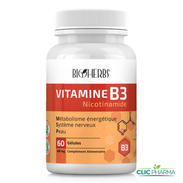 BIOHERBS VITAMINE B3 NICOTINAMIDE (60 GELULES)