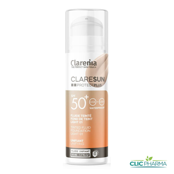 CLARENIA CLARESUN PROTECT PLUS ECRAN FOND DE TEINT FLUIDE TEINTE LIGHT 01 SPF50+ 50ML