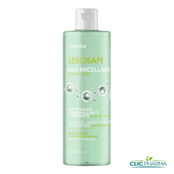 CLARENIA SEBOSAFE EAU MICELLAIRE NETTOYANTE DEMAQUILLANTE PURIFIANTE 400ML