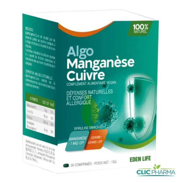 EDEN LIFE ALGOMANGANESE CUIVRE (30 COMPRIMES)