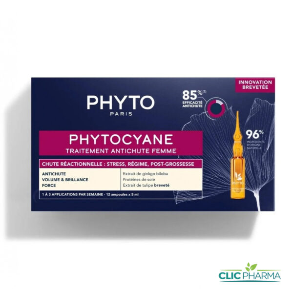 PHYTO PHYTOCYANE TRAITEMENT ANTI-CHUTE REACTIONNELLE FEMME (12 x 5ml)