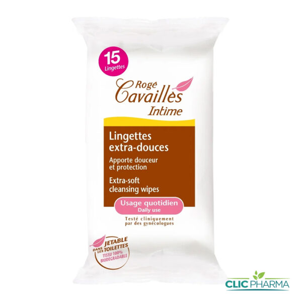 ROGE CAVAILLES LINGETTES INTIMES EXTRA-DOUCES (15 LINGETTES)