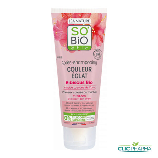 SO BIO APRES-SHAMPOING COULEUR ECLAT A L'HIBISCUS BIO 200ML