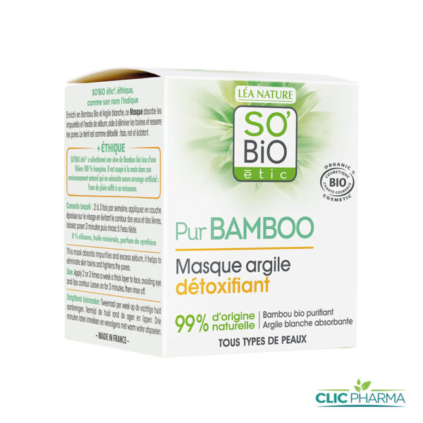 SO BIO PUR BAMBOO MASQUE ARGILE DETOXIFIANT 50ML