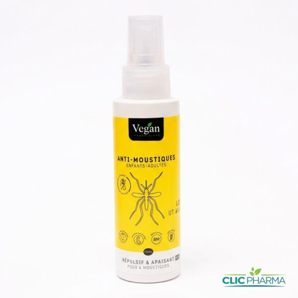 VEGAN SPRAY ANTI-MOUSTIQUES REPULSIF & APAISANT POUX ET MOUSTIQUES 100ML